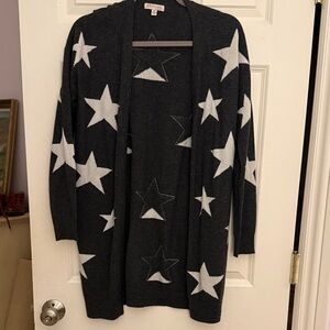 Philosophy dark Gray and White Star cashmere Cardigan sweater
